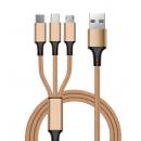 尼龍編織三合一數據線充電線