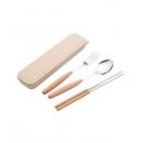 原木柄不鏽鋼餐具三件組